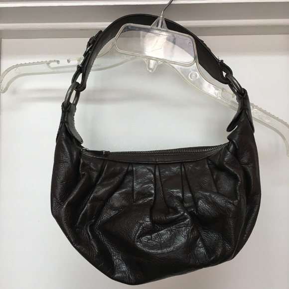 BALLY DARK BROWN LEATHER SMALL SHOULDER BAG PURSE - Picture 1 of 10